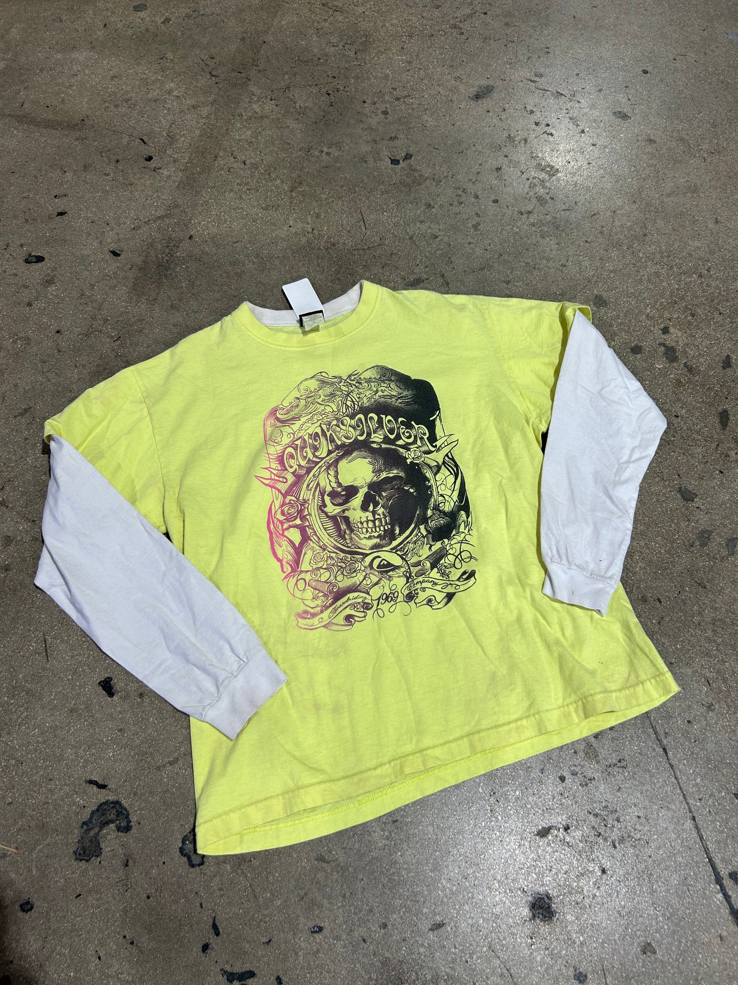Quicksilver Double Layer Skull Long Sleeve - Yellow/White Size XL