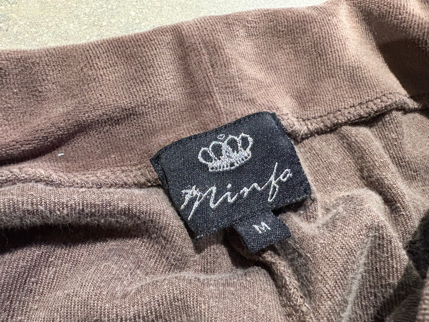 Crown Bedazzled Velour Sweatpants - Brown Size Medium
