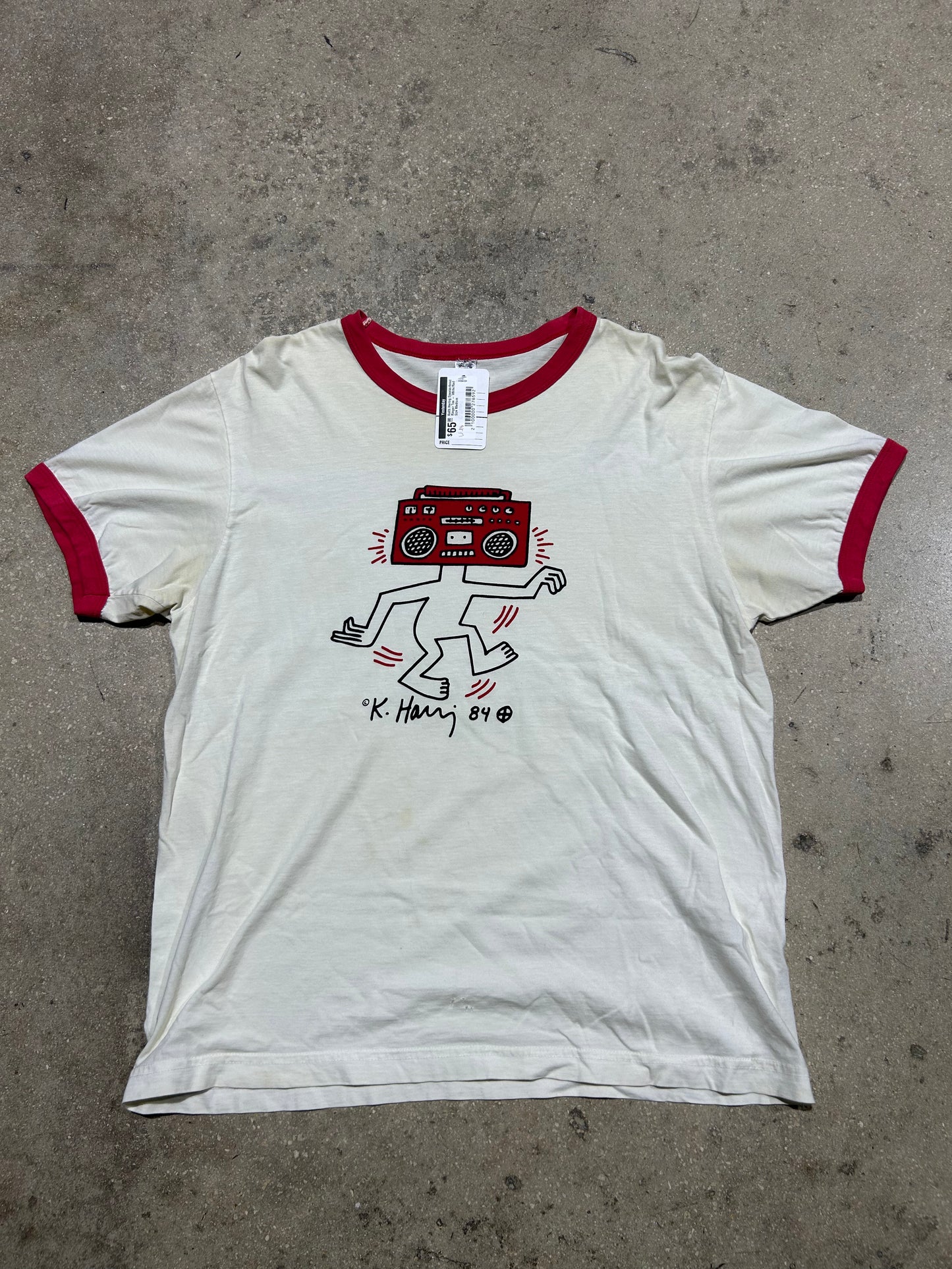 Keith Haring Speakerhead Ringer Tee - White/Red Size Medium