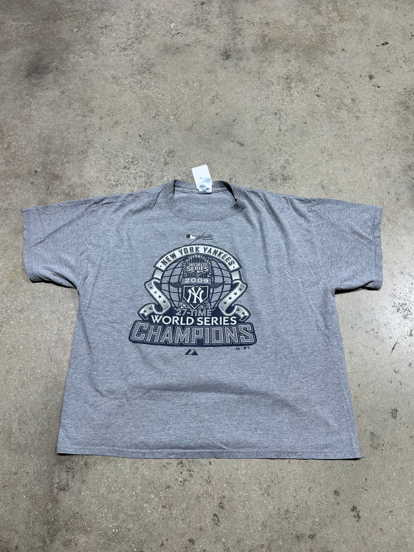 2009 New York Yankees World Series Champ Tee - Grey Size XL