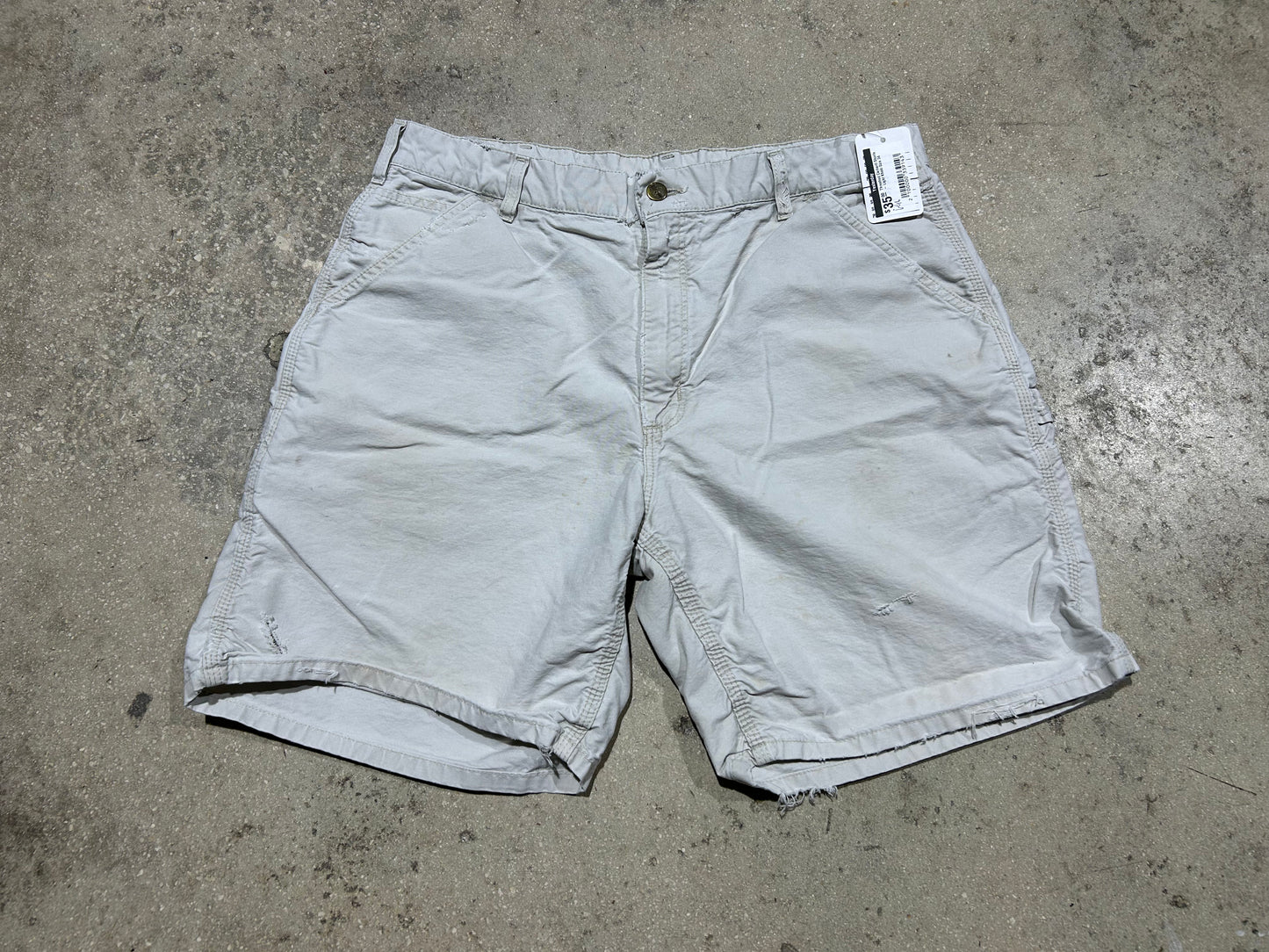 Thrashed Carhartt Shorts - Light Khaki Size 34