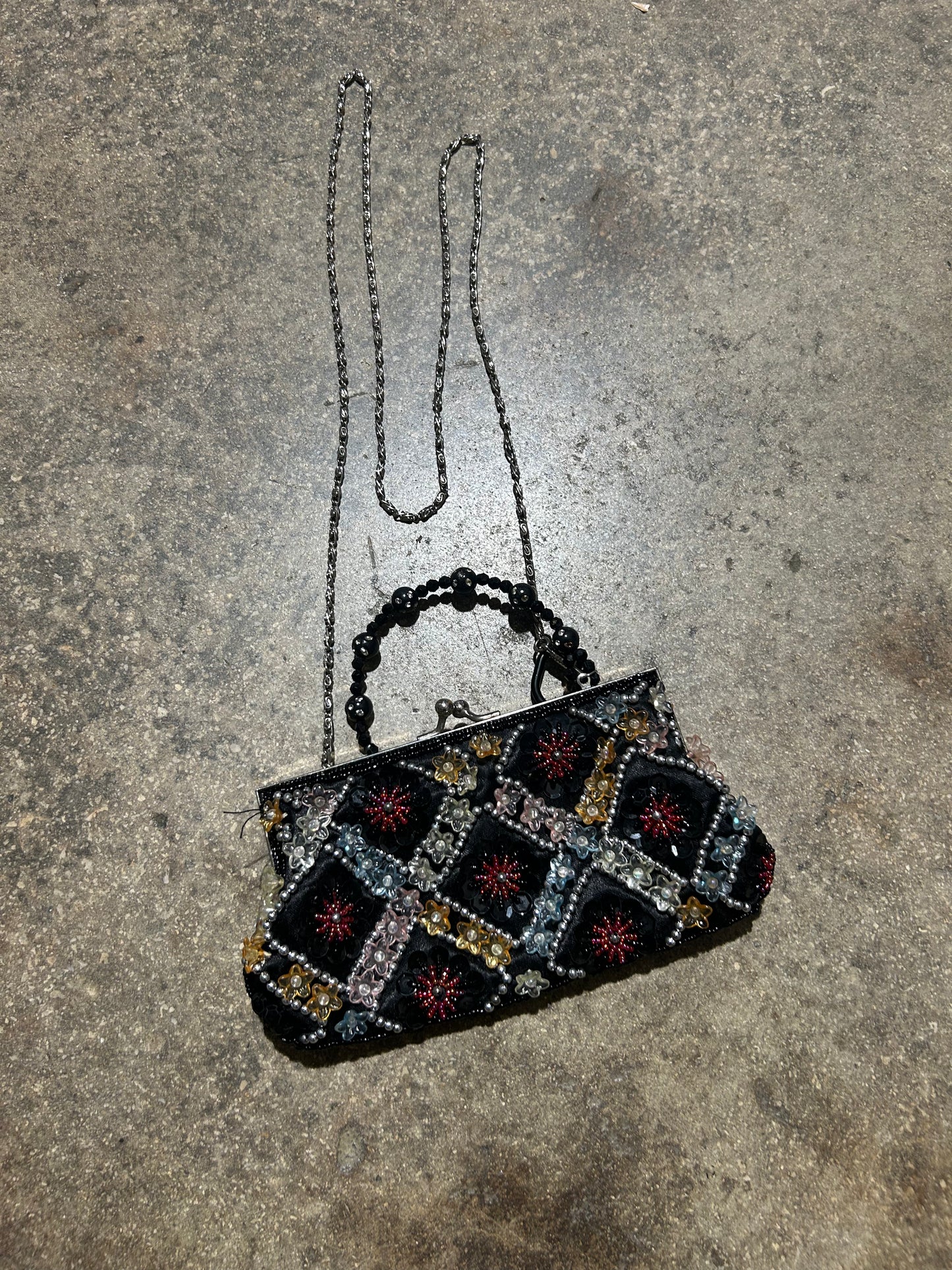 Flower Beaded Clutch Bag