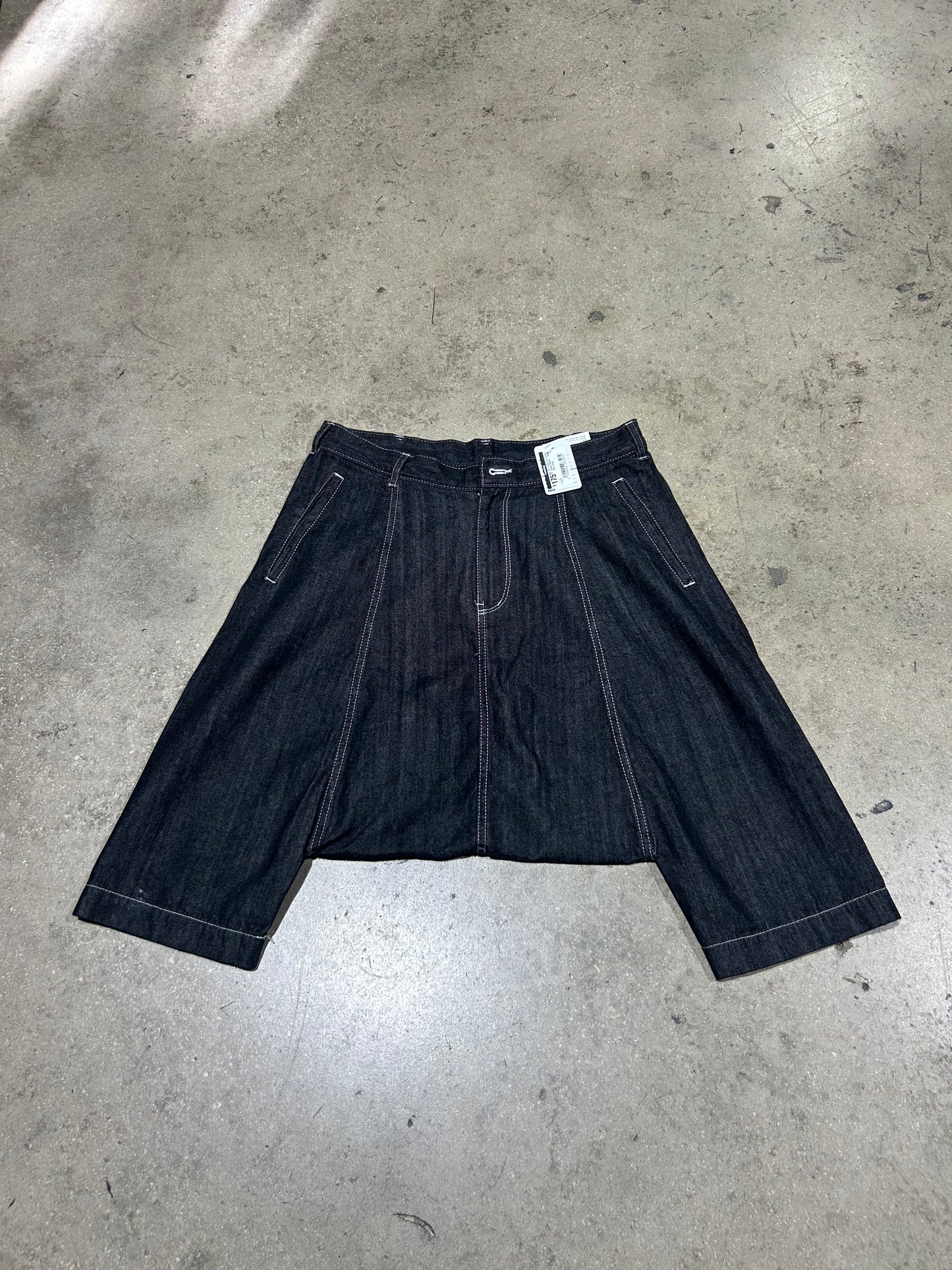 2011 Cdg Drop Crotch Denim Shorts - Black Size Small