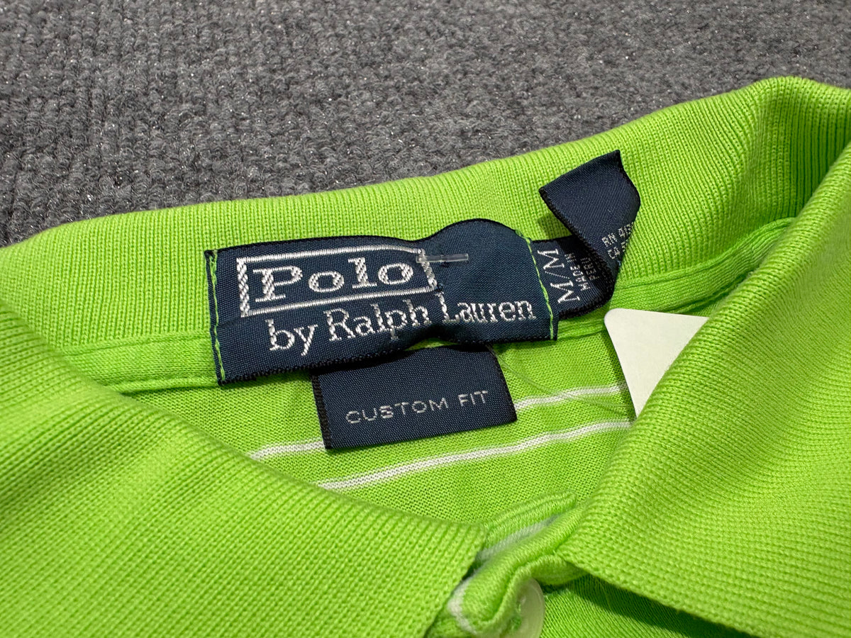 Polo Ralph Lauren Striped Polo Shirt - Lime Green Size Medium
