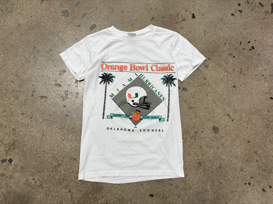 1988 Miami Hurricanes Orange Bowl Classic Tee - White Size Medium