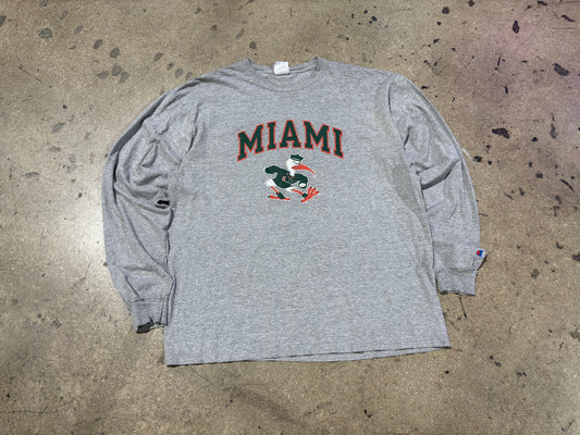 Miami Hurricanes Long Sleeve Tee - Grey Size XL