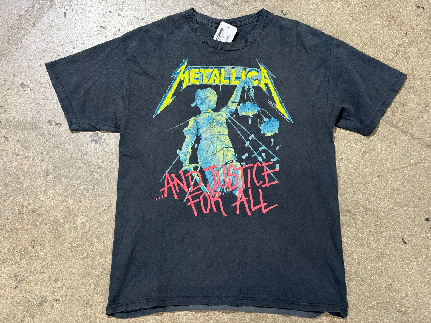 Metallica And Justice For All Tee - Faded Black Size Large