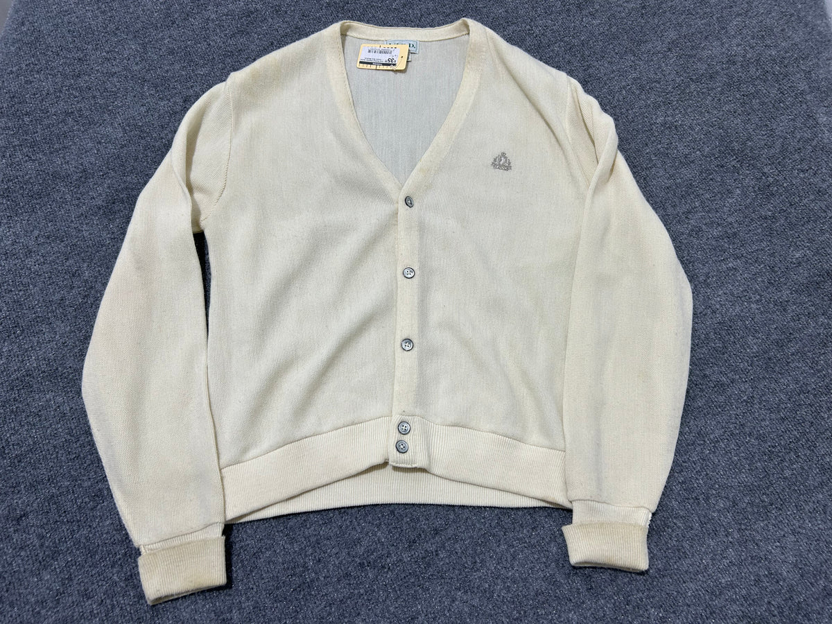 Izod Knitted Sweater Jacket - Cream Size Medium