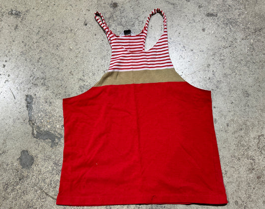 Red/Grey/White Striped Tank Size Large