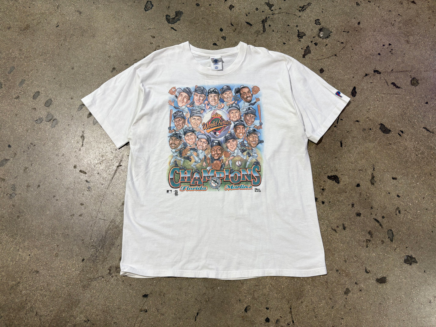 1997 Florida Marlins World Series Caricature Tee - White Size XL