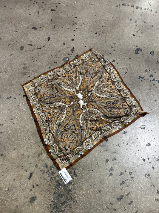 Brown Paisley Silk Head Scarf