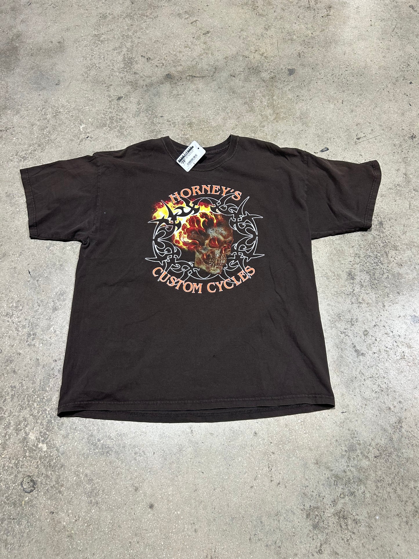 Horney's Custom Cycles Tee - Brown Size XL