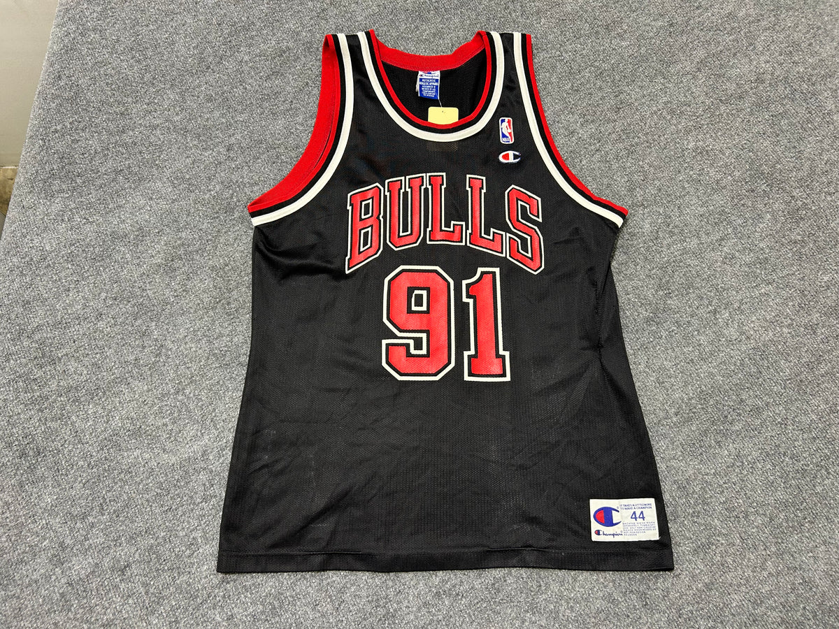 Chicago Bulls Dennis Rodman #91 Basketball Jersey - Black Size Large/44