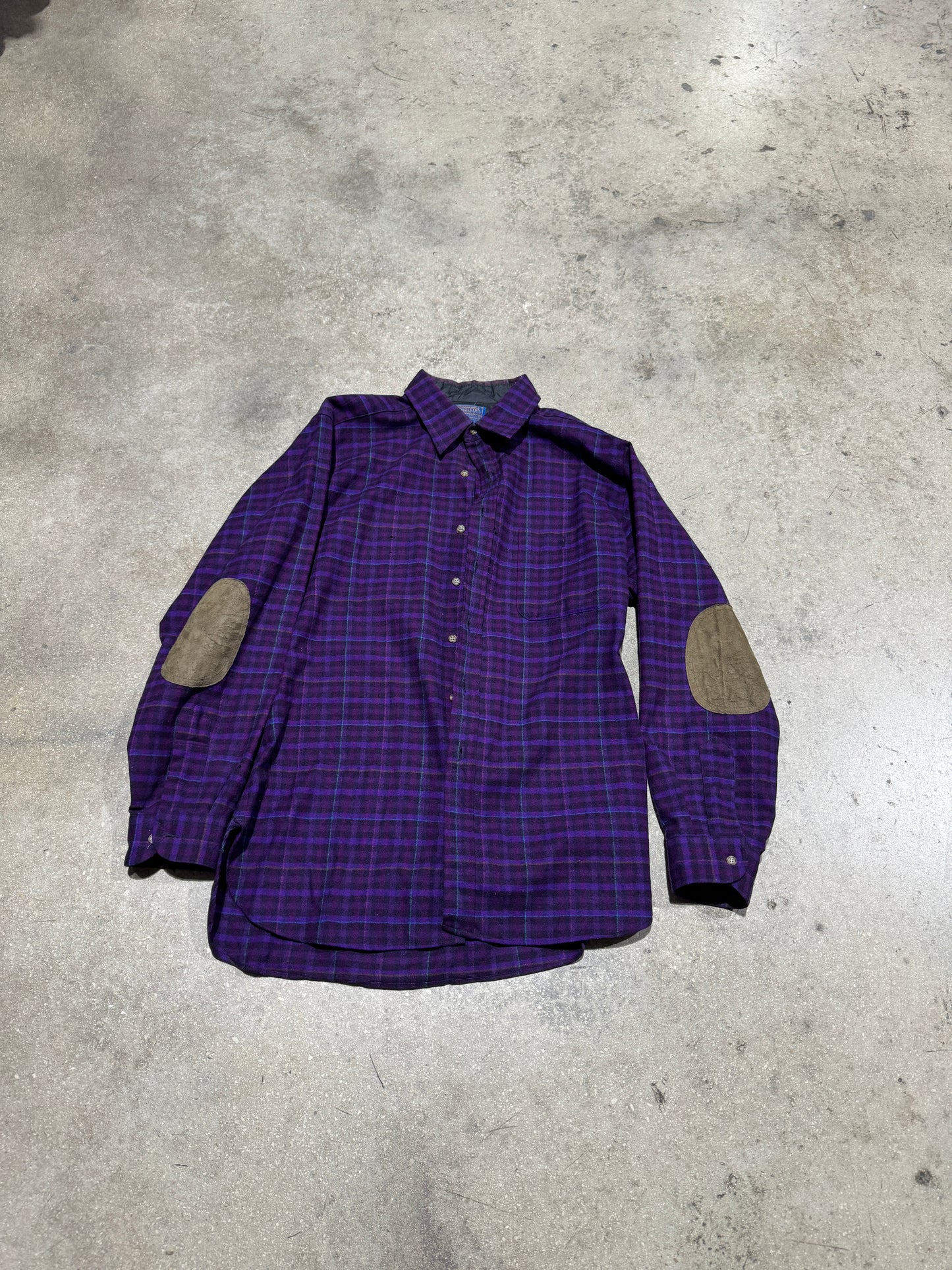 Pendleton Elbow Patch Shirt - Purple Size Large