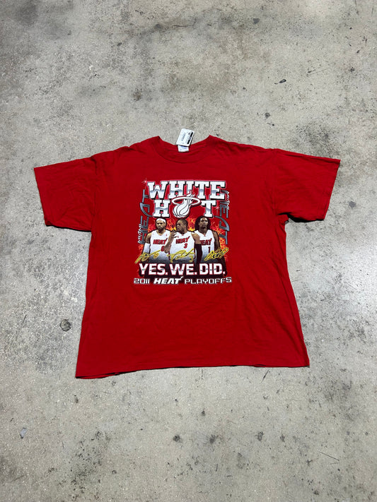 2011 Whte Hot Miami Heat Big 3 Tee - Red Size XL