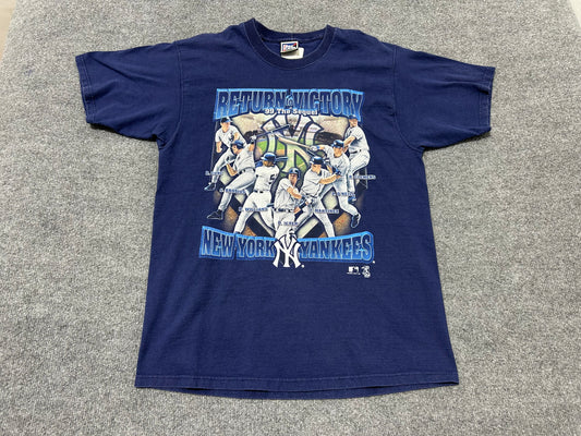 1999 New York Yankees Return To Victory Tee - Navy Size Large
