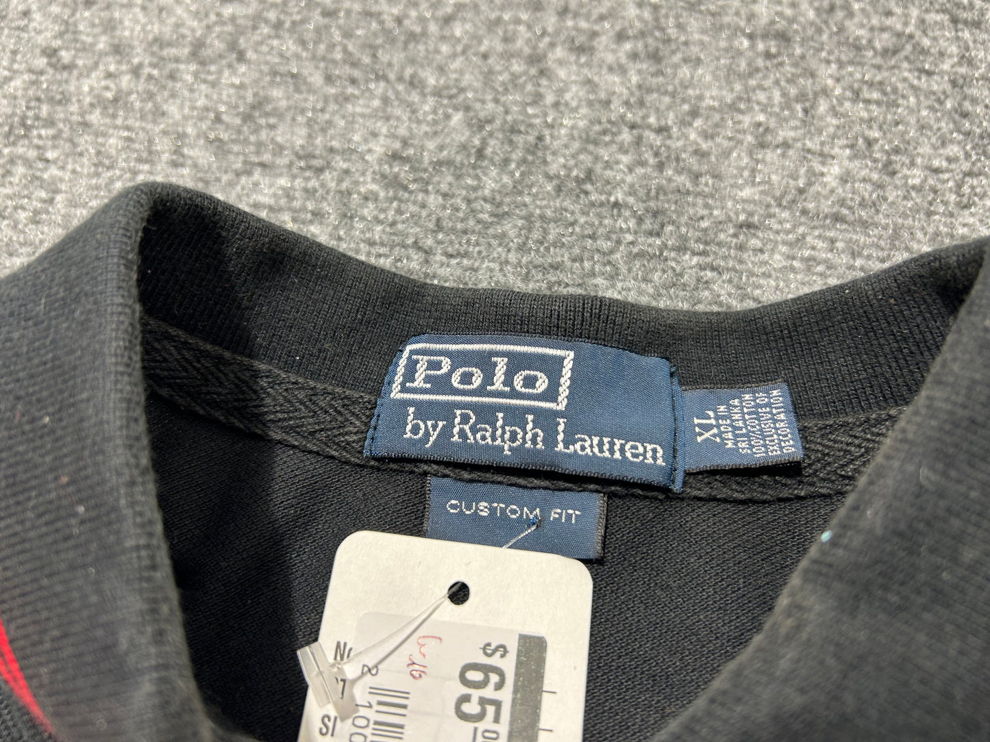 Ralph Lauren Big Strip #2 Polo Shirt - Black/Red Size XL