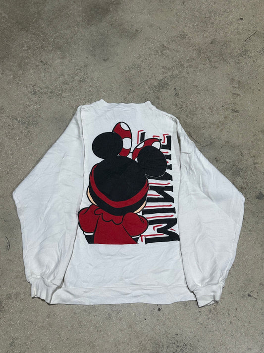 Minne Front Back Crewneck - White Size Medium