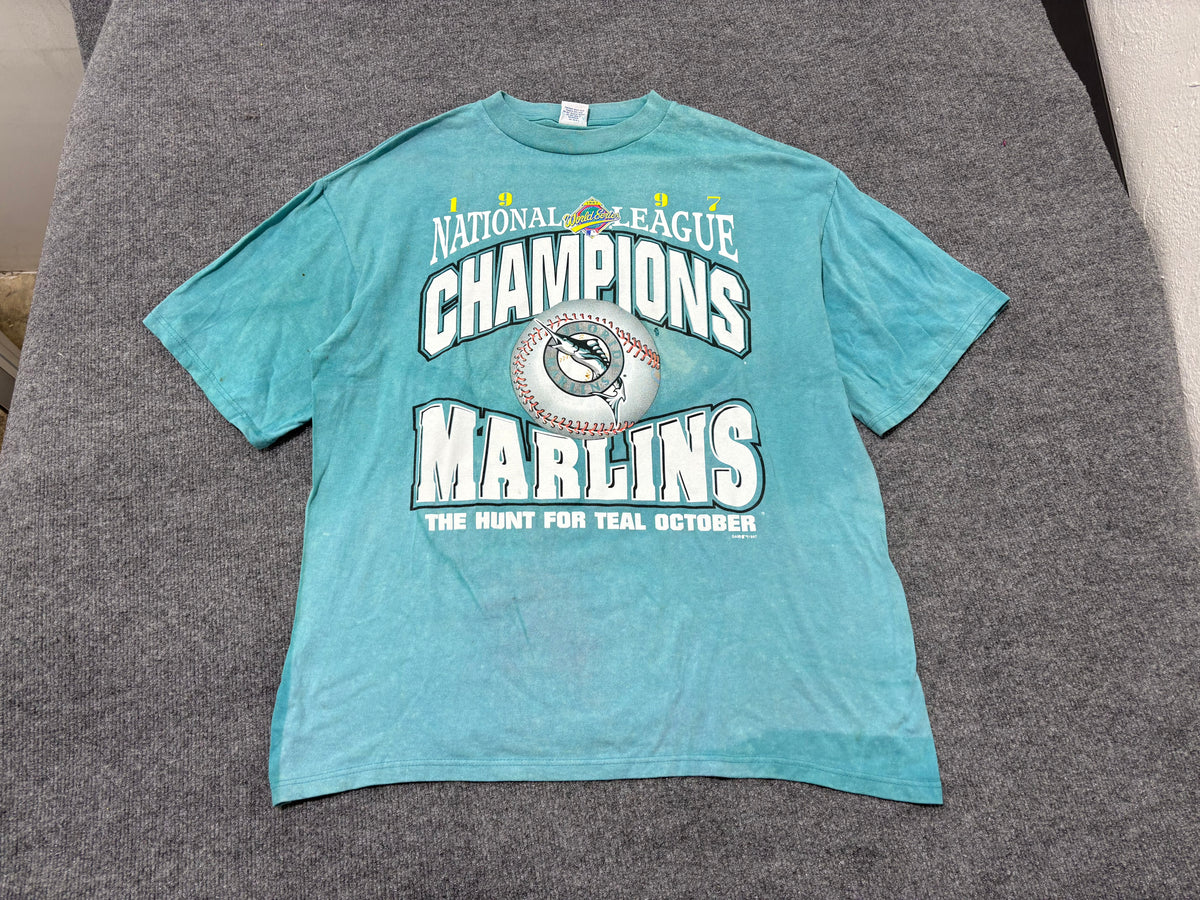 Faded 1997 Florida Marlins Championship Tee - Teal Size  XL