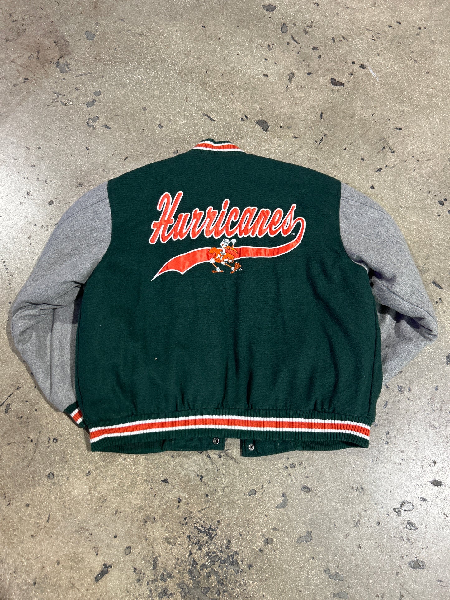 Miami Hurricanes Jacket - Green/Grey Size Large