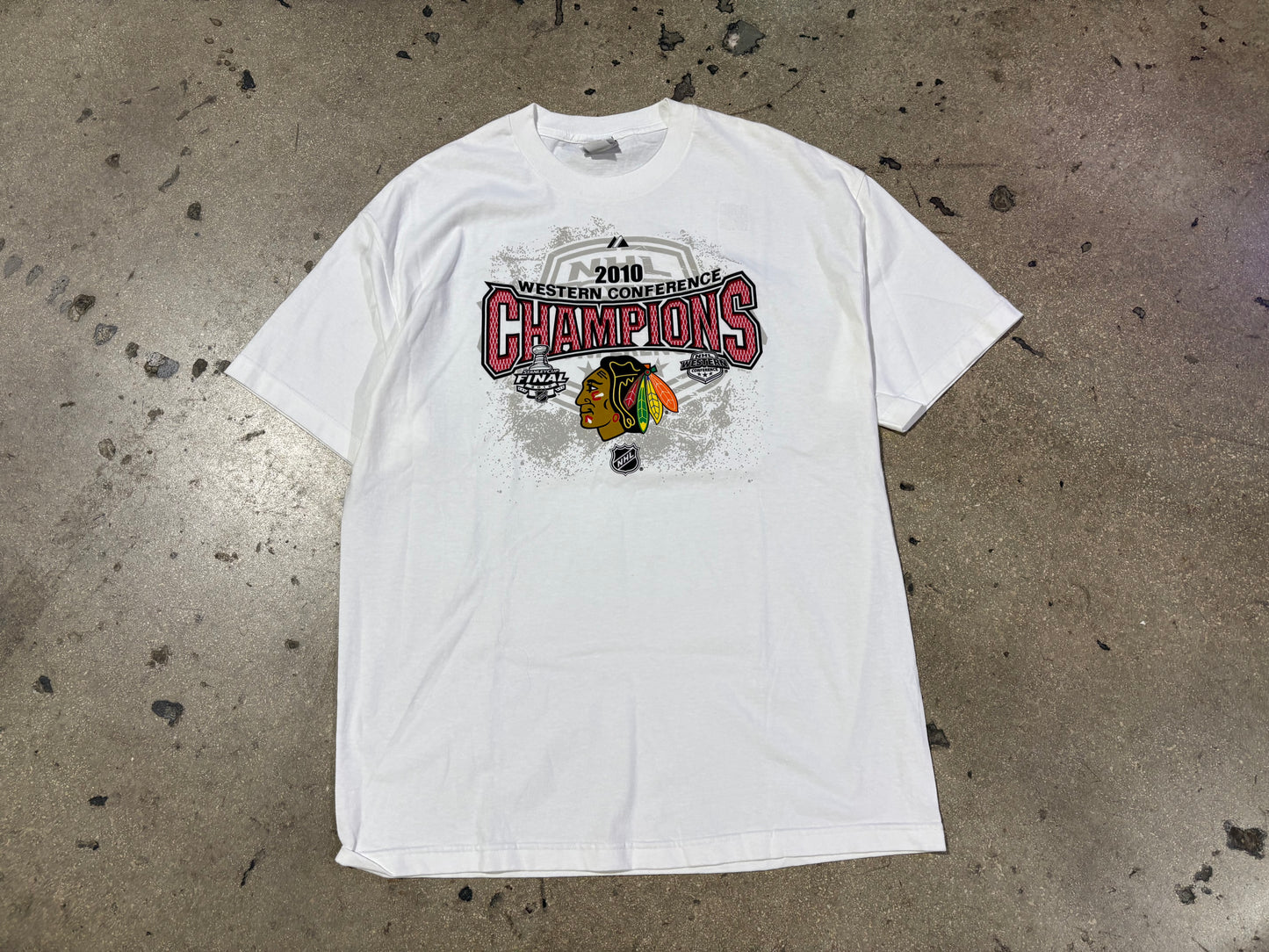 2010 Chicago Blackhawks Western Conf Champions Tee - White Size XL