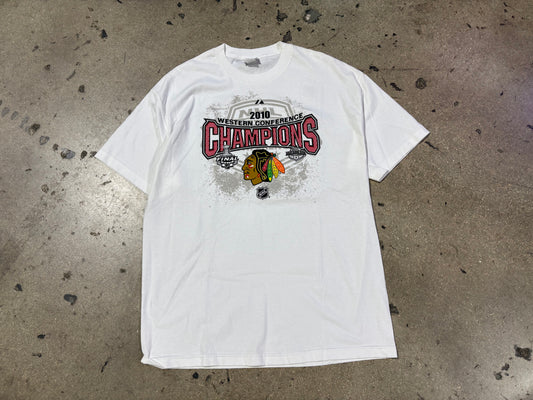 2010 Chicago Blackhawks Western Conf Champions Tee - White Size XL