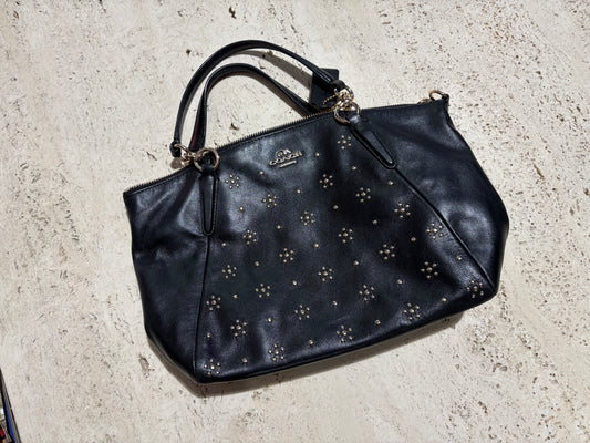 Coach Studded Floral Leather Purse - Black