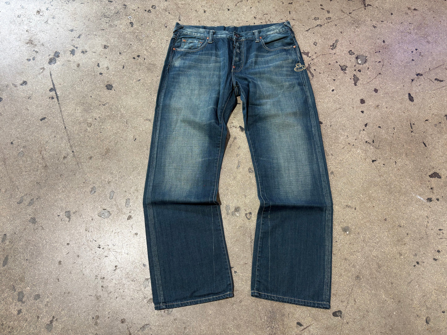 Evisu Pocket Logo Bootcut Jeans - Blue Size 38