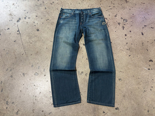 Evisu Pocket Logo Bootcut Jeans - Blue Size 38