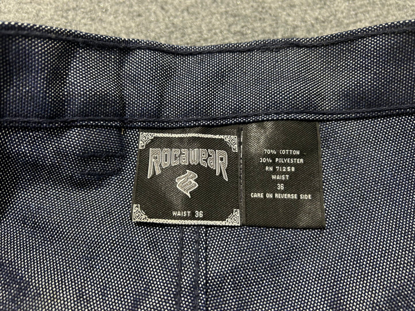 Rocawear Raw Denim Jean Shorts - Shiny Blue Size 36