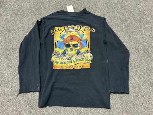 Peg Leg Pete's Oyster Bar Longsleeve Tee - Black Size Small