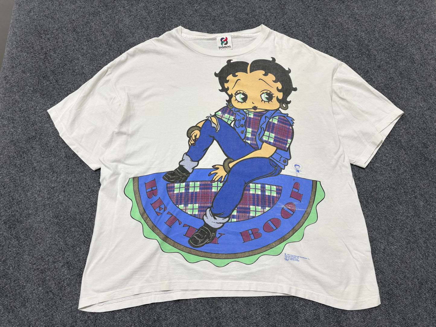 1994 Betty Boop in Plaid Tee - White Size XL