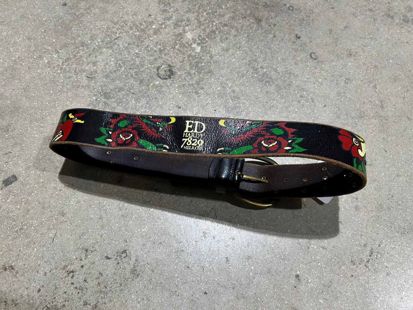 Ed Hardy Rose nad Dragon Bełt - Black/Multi Size 40