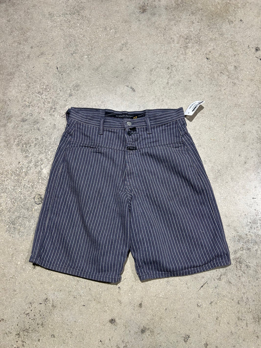 90s Marithe Giraud Francois Striped Shorts - Grey/Navy Size 32