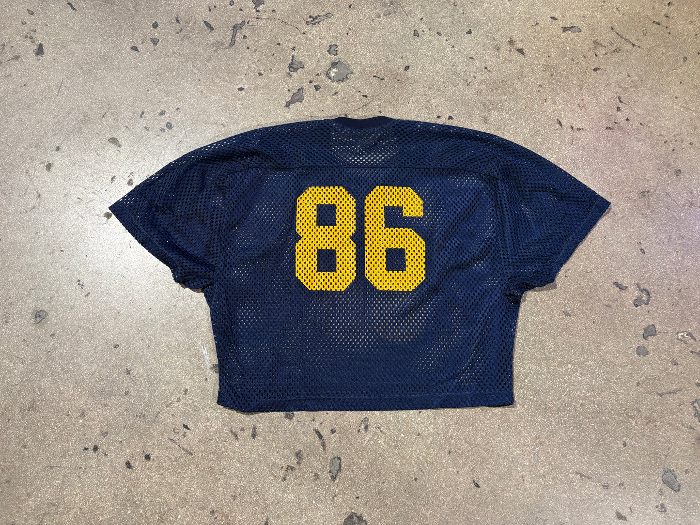 Indians #86 Cropped Mesh Football Jersey - Navy / Yellow Size Medium