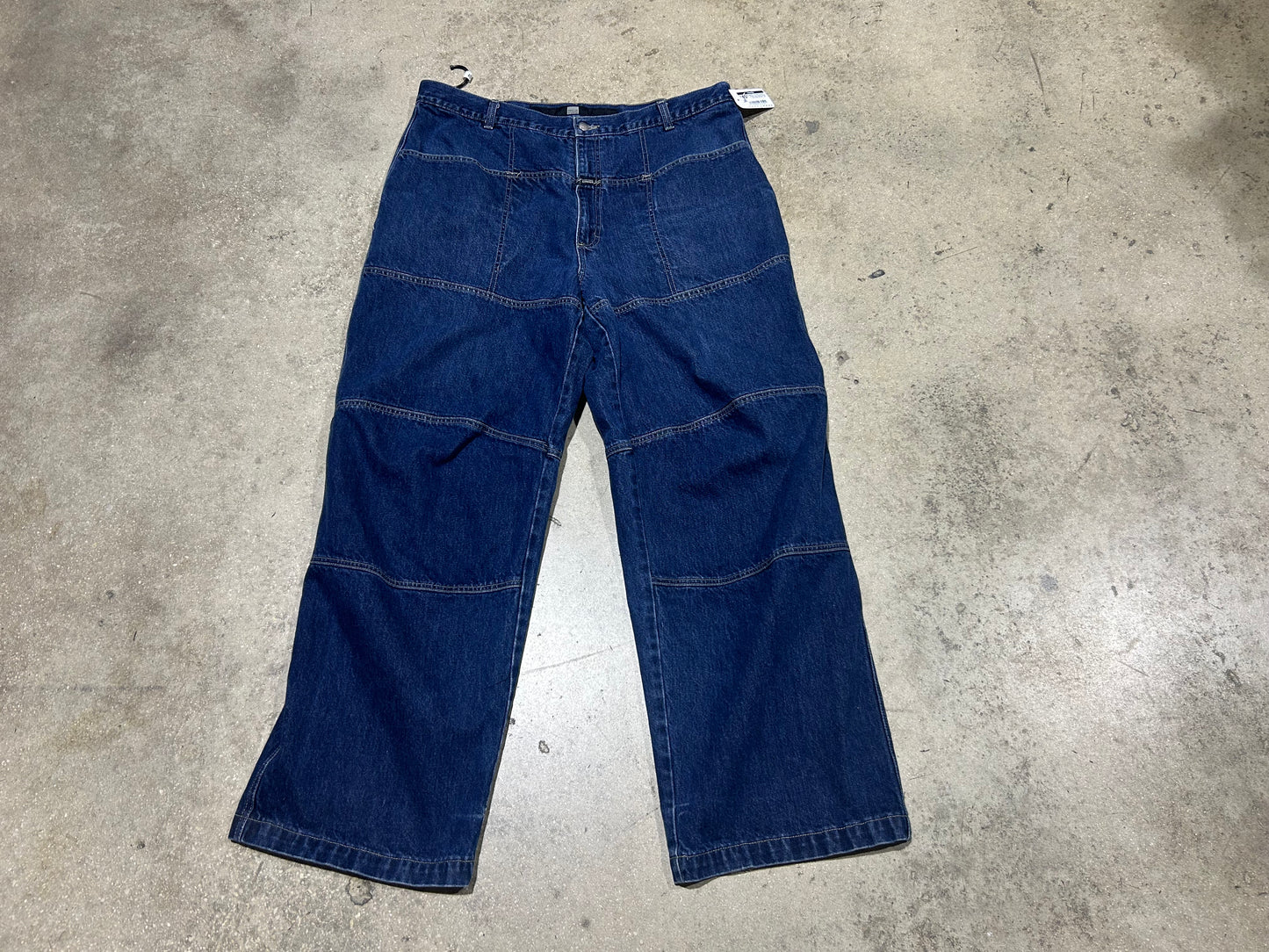 Marithe Francois Girbaud Double Knee Baggy Jeans - Dark Blue Size 40 x 32