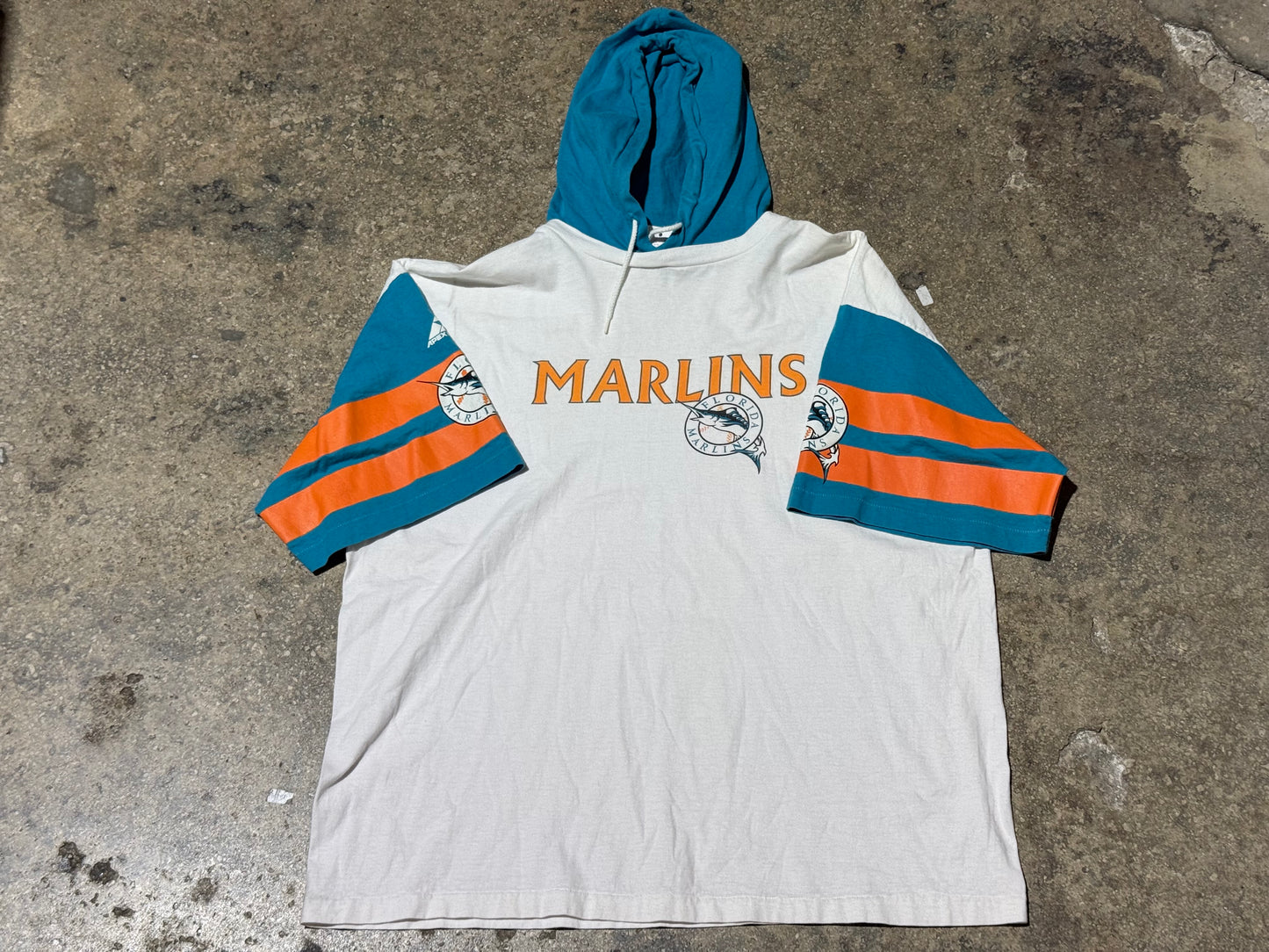 Florida Marlins Hooded Shirt - White Size Large