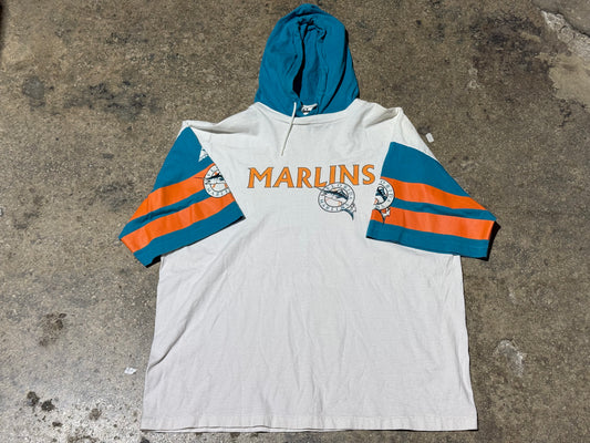 Florida Marlins Hooded Shirt - White Size Large