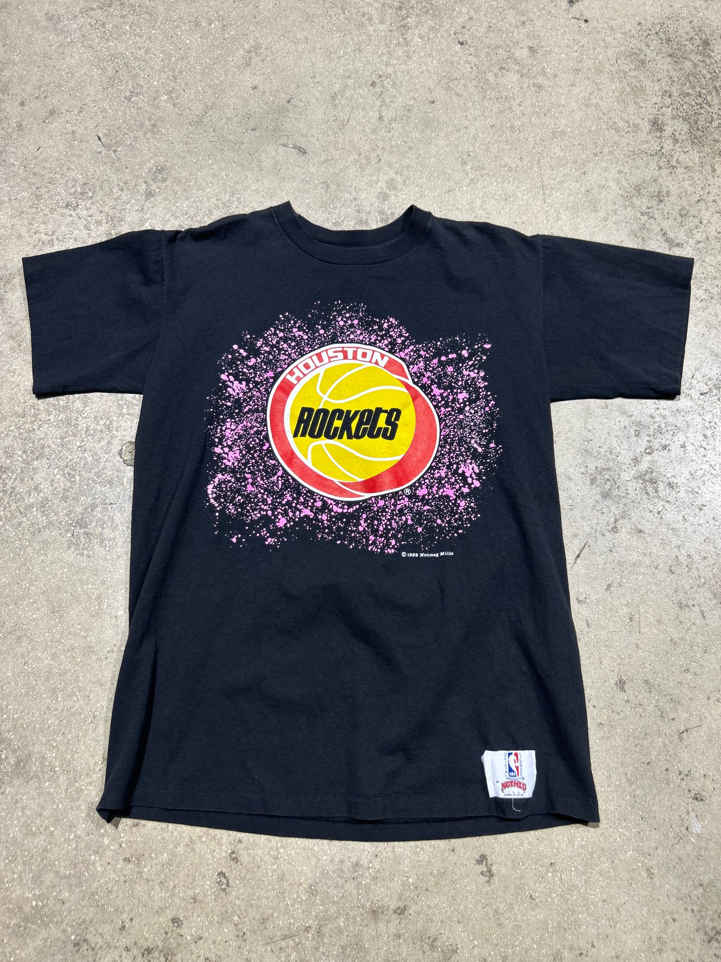 1989 Houston Rockets Spray Tee - Black Size XL