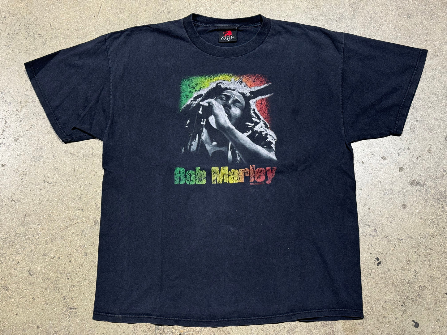 2008 Bob Marley B&W Portrait Tee - Faded Black Size XL