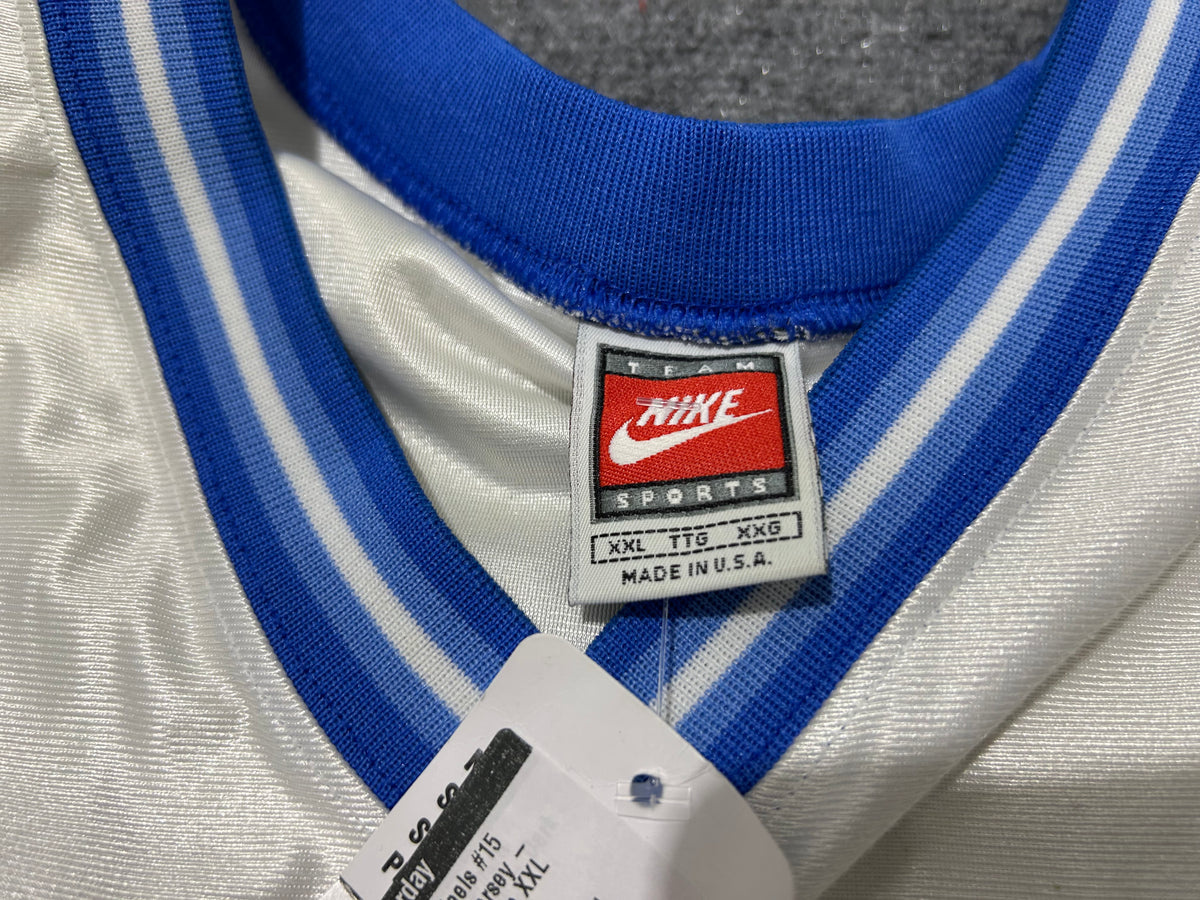 UNC Tar Heels #15 Basketball Jersey - White/Blue size XXL