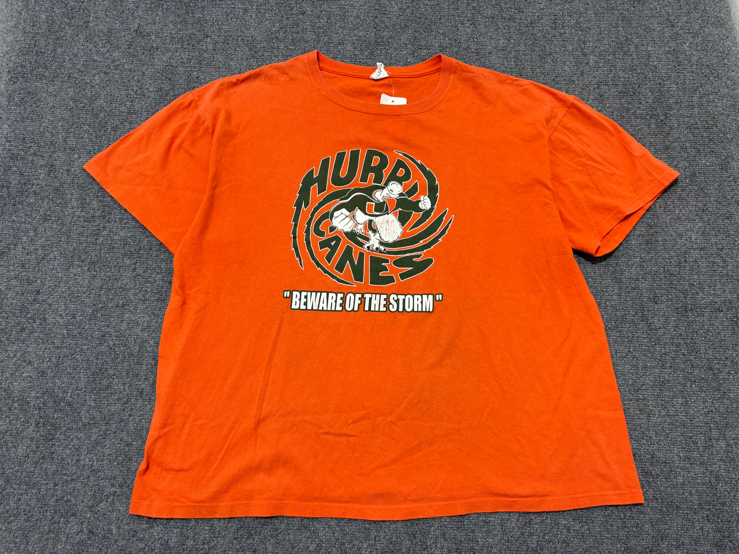 Miami Hurricanes Beware of the Storm Tee - Orange Size XXL
