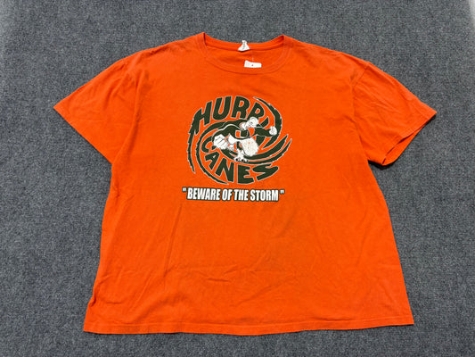 Miami Hurricanes Beware of the Storm Tee - Orange Size XXL