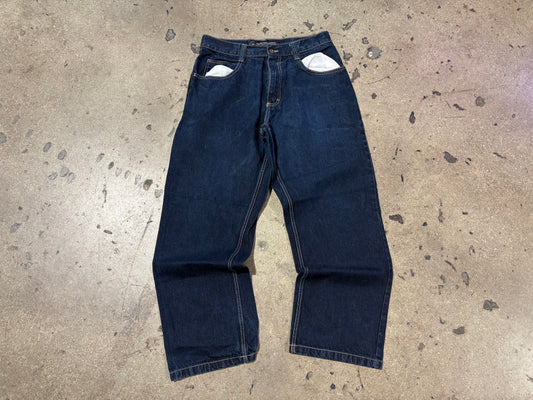 South Pole Baggy Wide Leg Denim Jeans - Navy Size 34