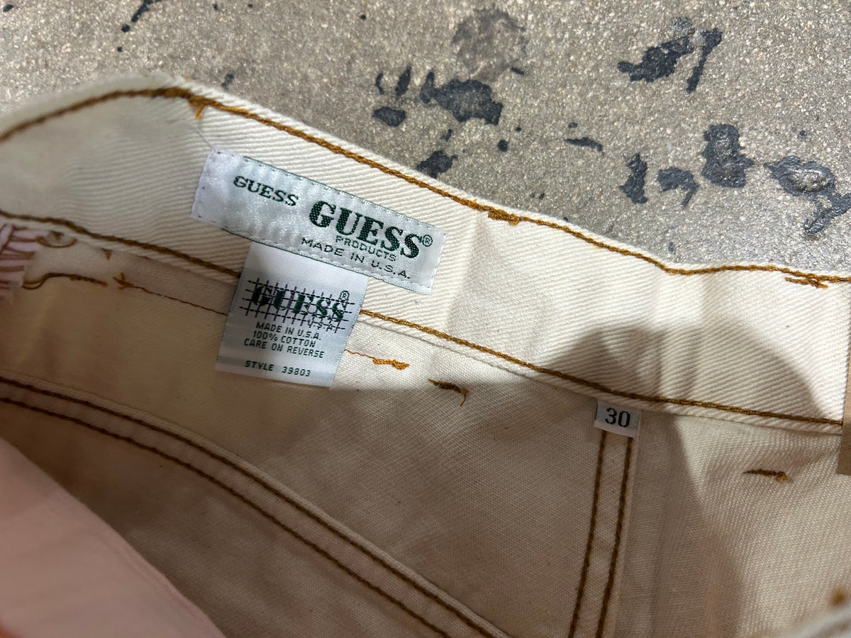 Guess Baggy Y2K Denim Shorts - Cream Size 30