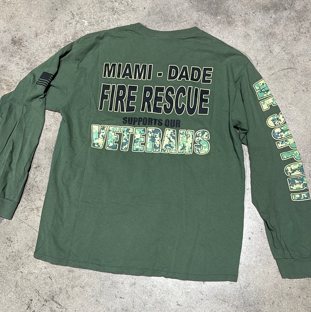 Miami Dade Fire Rescue Support L/S Tee - Green Size Large (21 x 27)