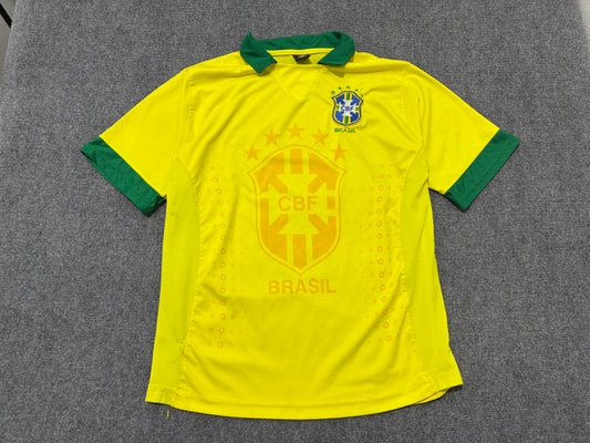 90s Boot Brasil Shadow Logo Soccer Jersey - Yellow Size Large