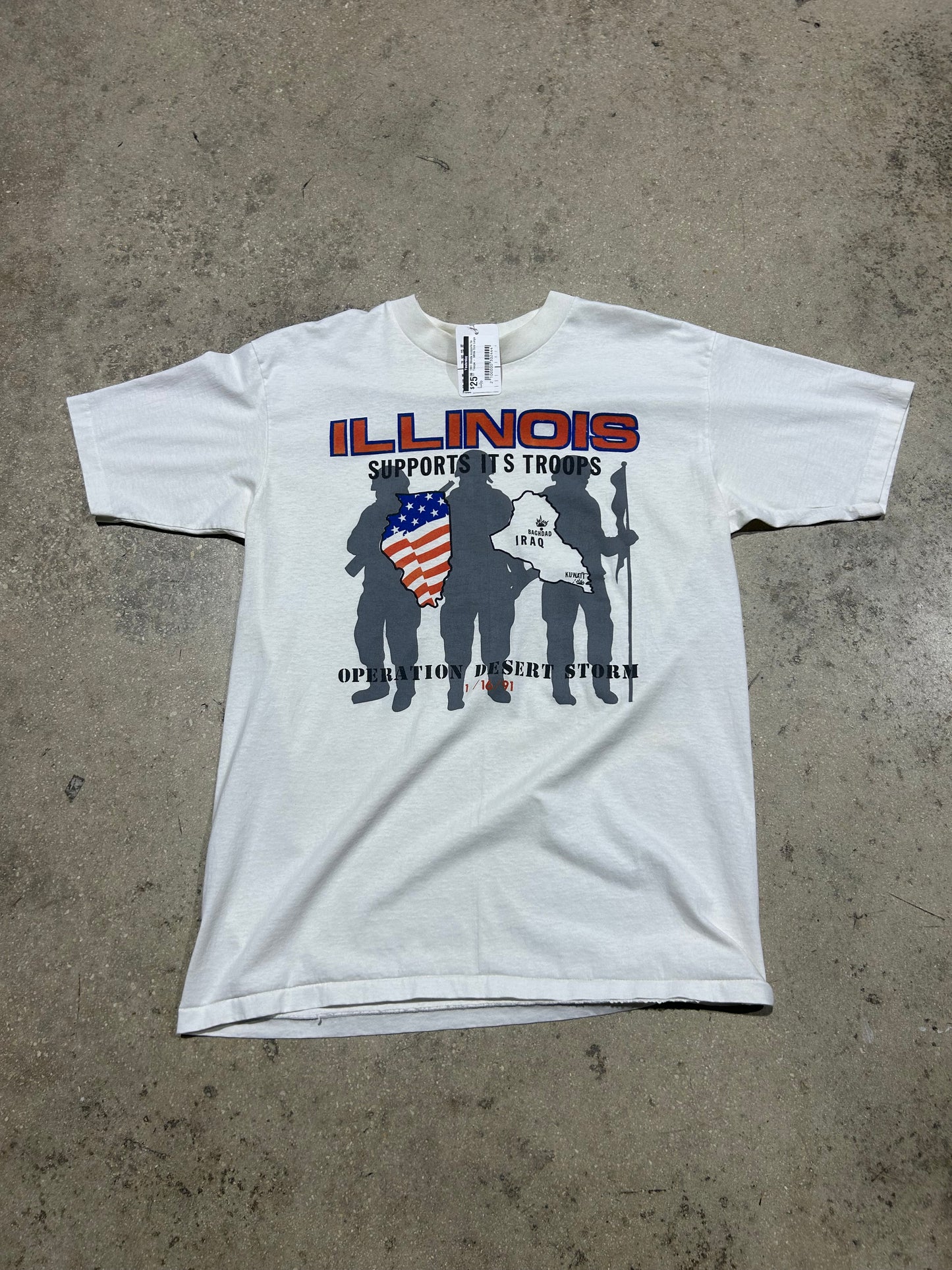 1991 Illinois supports Its Troops - White Size Large