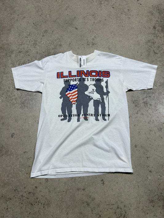 1991 Illinois supports Its Troops - White Size Large