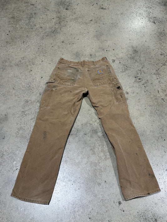 Distressed Carhartt Double Knee Pants - Khaki Size 31x32
